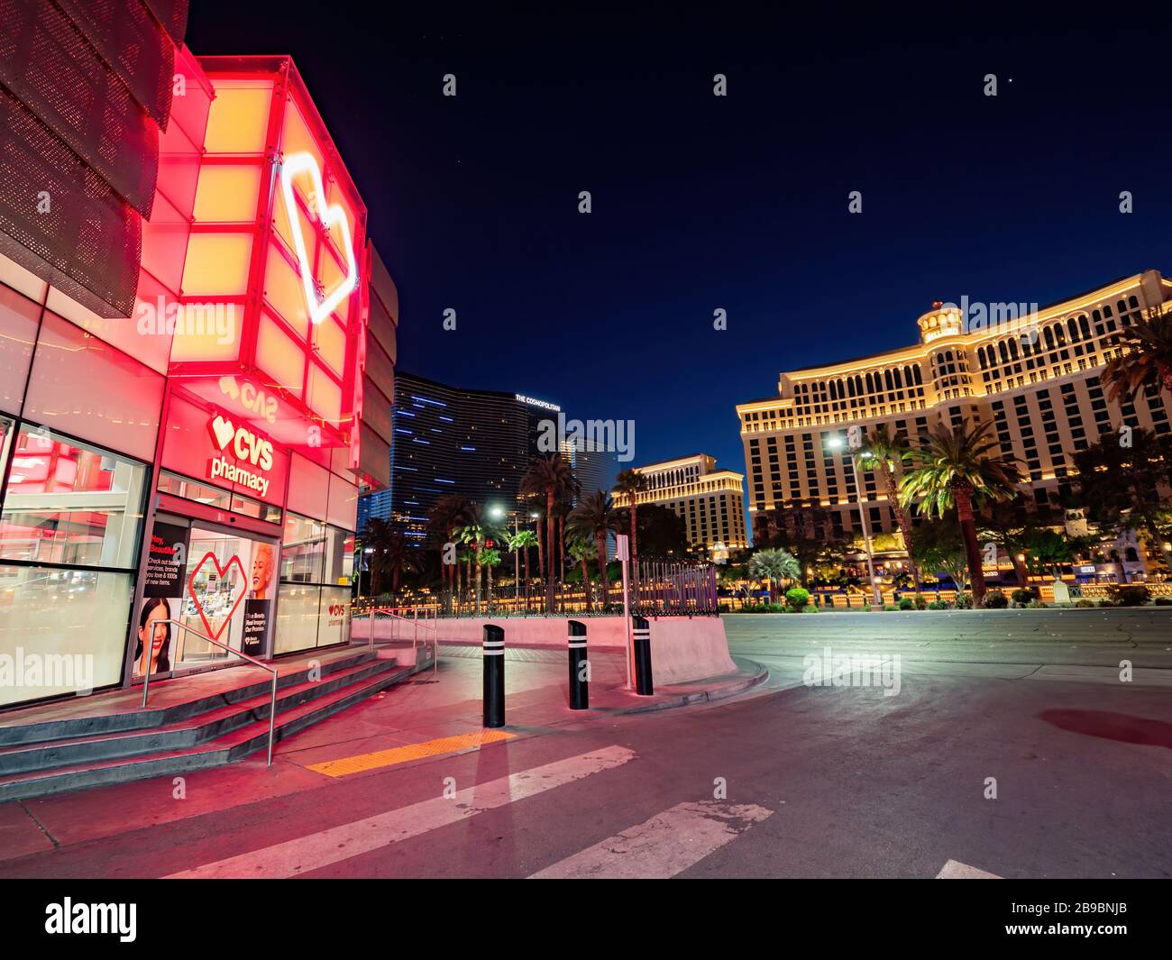 Las Vegas, MAR 23, 2020 - spezielles Stadtbild der Dämmerung des berühmten Strip Stockfoto