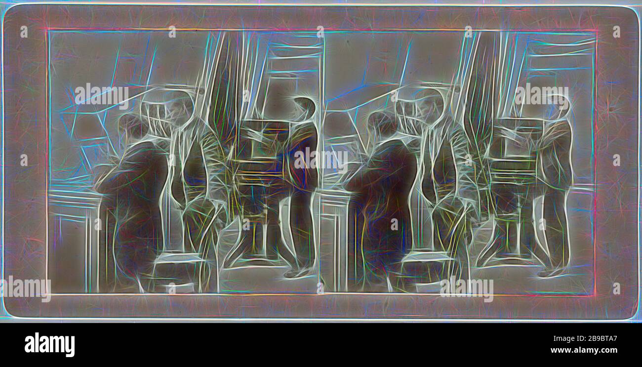 Fotografen im Studio, anonym, zwischen 1850-1920, von Gibon neu vorgestellt, Design von warmfröhlichem Leuchten von Helligkeit und Lichtstrahlen. Klassische Kunst mit moderner Note neu erfunden. Fotografie, inspiriert vom Futurismus, die dynamische Energie moderner Technologie, Bewegung, Geschwindigkeit und Kultur revolutionieren. Stockfoto