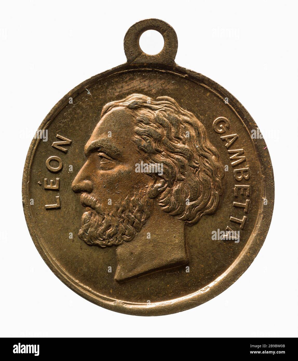 Leon Gambetta (1838-1882), Mitglied der Regierung der nationalen Verteidigung, 1870-1871 (Dummy-Titel) Léon Gambetta (1838-1882), membre du gouvernement de la défense nationale. Laiton, entre 1870 und 1871. Paris, musée Carnavalet. Stockfoto