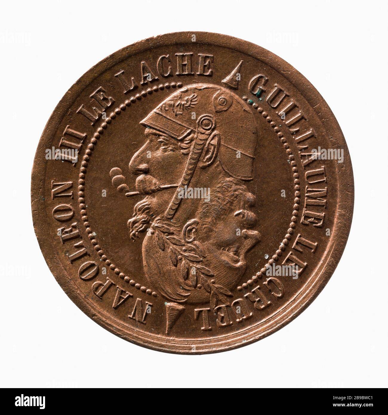 Satirische Medaille, die Napoleon III. Und William I., 1870-1871 (Dummy-Titel) Médaille satirique representant Napoléon III. Et Guillaume Ier darstellt. Cuivre, entre 1870 und 1871. Paris, musée Carnavalet. Stockfoto