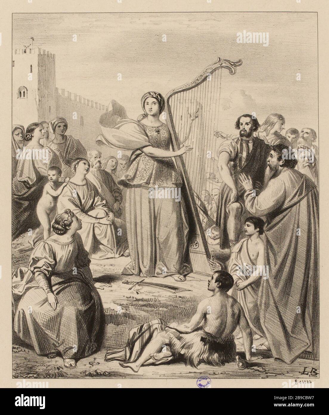 Junge Frau, die die Harfe spielt (als Dummy)   Sainte-Cécile (Dummy-Titel)? Stockfoto