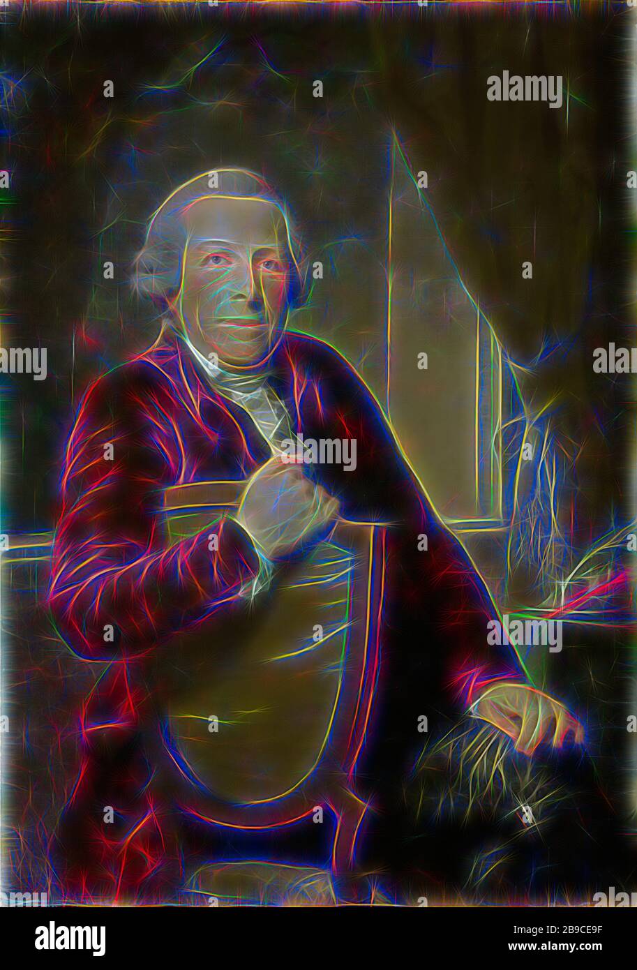 Porträt von Johannes Lublink II., Philosoph, Schriftsteller und Staatsmann, Porträt von Johannes Lublink II (1736-1816), Philosoph, Literat und Staatsmann. Knie, sitzender Stuhl mit dem rechten Arm über dem Rücken. Rechts ein Tisch mit einem Tintensatz., Johann Friedrich August Tischbein, 170-95, Leinwand, Ölfarbe (Farbe), h 101 cm × w 72 cm × d 7 cm h 119,5 cm × w 91 cm, von Gibon neu vorgestellt, Design mit warmem, fröhlichem Glanz von Helligkeit und Lichtstrahlen. Klassische Kunst mit moderner Note neu erfunden. Fotografie, inspiriert vom Futurismus, mit dynamischer Energie moderner Technologie Stockfoto