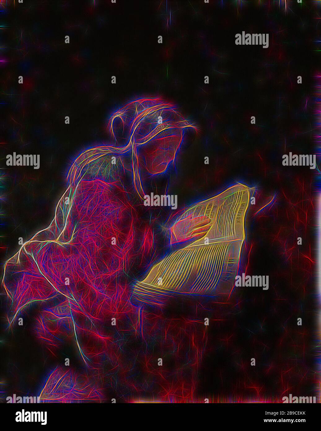 Alte Frau liest, wahrscheinlich die Prophetin Anna eine alte Frau liest, wahrscheinlich die Prophetin Hannah, eine alte Frau, wahrscheinlich Rembrandts Mutter, Neeltgen Willemsdr van Zuydtbroeck (d. 1640), wohl als Prophetin Anna dargestellt. Eine sitzende alte Frau, die ein großes Buch liest, das auf dem Schoß liegt, die Bibel liest oder andere religiöse Bücher liest, alte Frau, Rembrandt van Rijn (auf Objekt erwähnt), 1631, Tafel, Ölfarbe (Farbe), h 60 cm × w 48 cm, von Gibon neu vorgestellt, Design mit warmem, fröhlichem Glanz von Helligkeit und Lichtstrahlen. Klassische Kunst mit moderner Note neu erfunden. Fotografie inspiriert Stockfoto