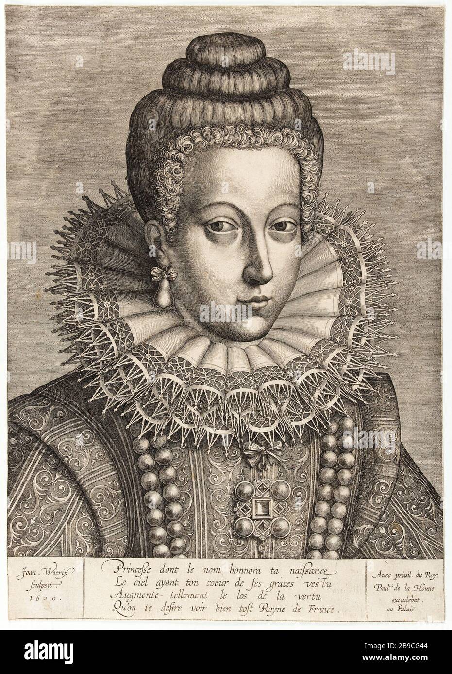 Marie de Medici Jérôme Wierix (1553-1619). 'Marie de Médicis (1575-1642). Burin. Paris, musée Carnavalet. Stockfoto