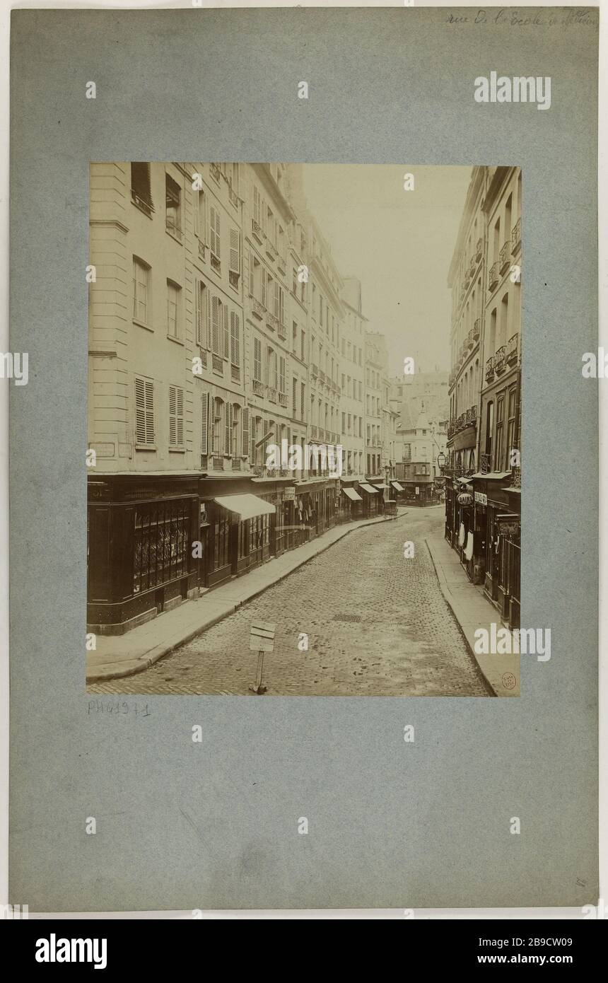 Street Medical School, 6. Bezirk, Paris Rue de l'école de médecine, Paris (VIème arr.). Photographie de Pierre Emonts ou Emonds (1831-1912). Papieralbuminé. Entre von 1862 und 1905. Paris, musée Carnavalet. Stockfoto