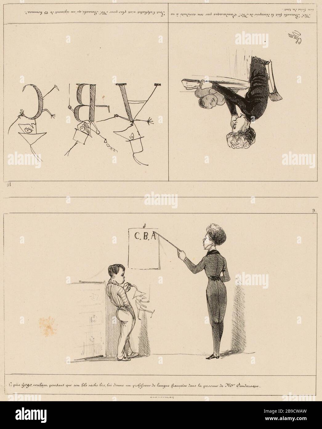 Gogo Vater, der will, dass sein Sohn noch lesen kann, gibt ihm einen französischen Sprachlehrer [...] /9.(titer registriert) die Abenteuer von Gogo. Stockfoto