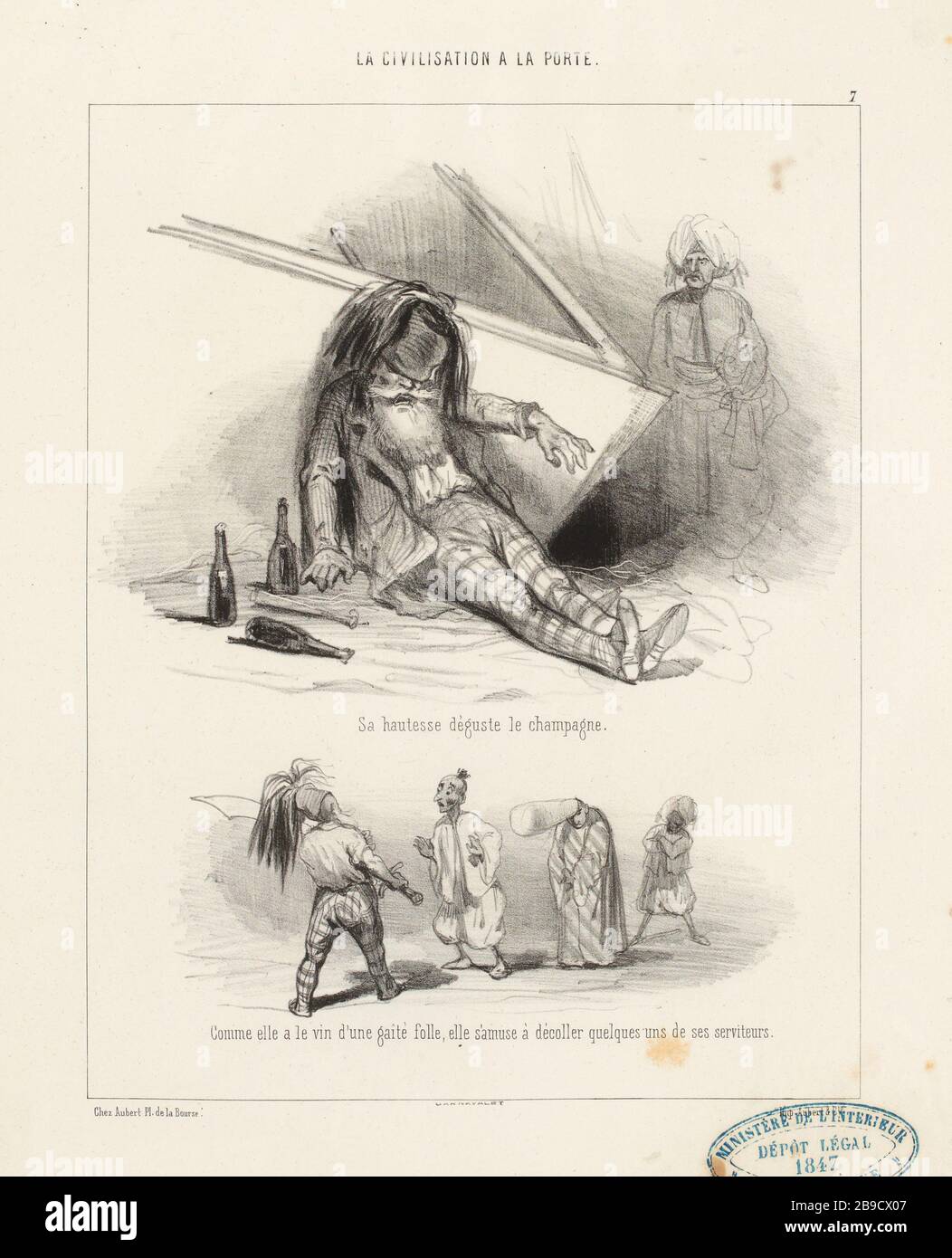 Zivilisation in der Porte./7./Sa Hoheit genossen Champagner [...] (Eingetragener Titel) Zivilisation vor der Tür (als Ganzes) Stockfoto