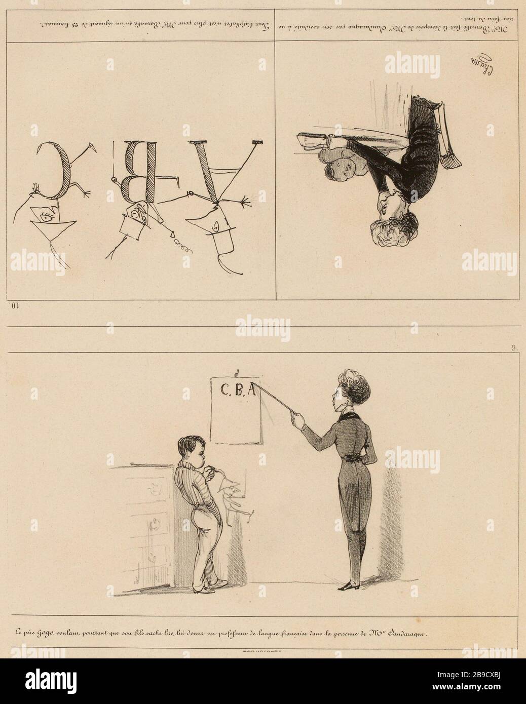 Gogo Vater, der will, dass sein Sohn noch lesen kann, gibt ihm einen französischen Sprachlehrer [...] /9.(titer registriert) die Abenteuer von Gogo (als Ganzes). Stockfoto