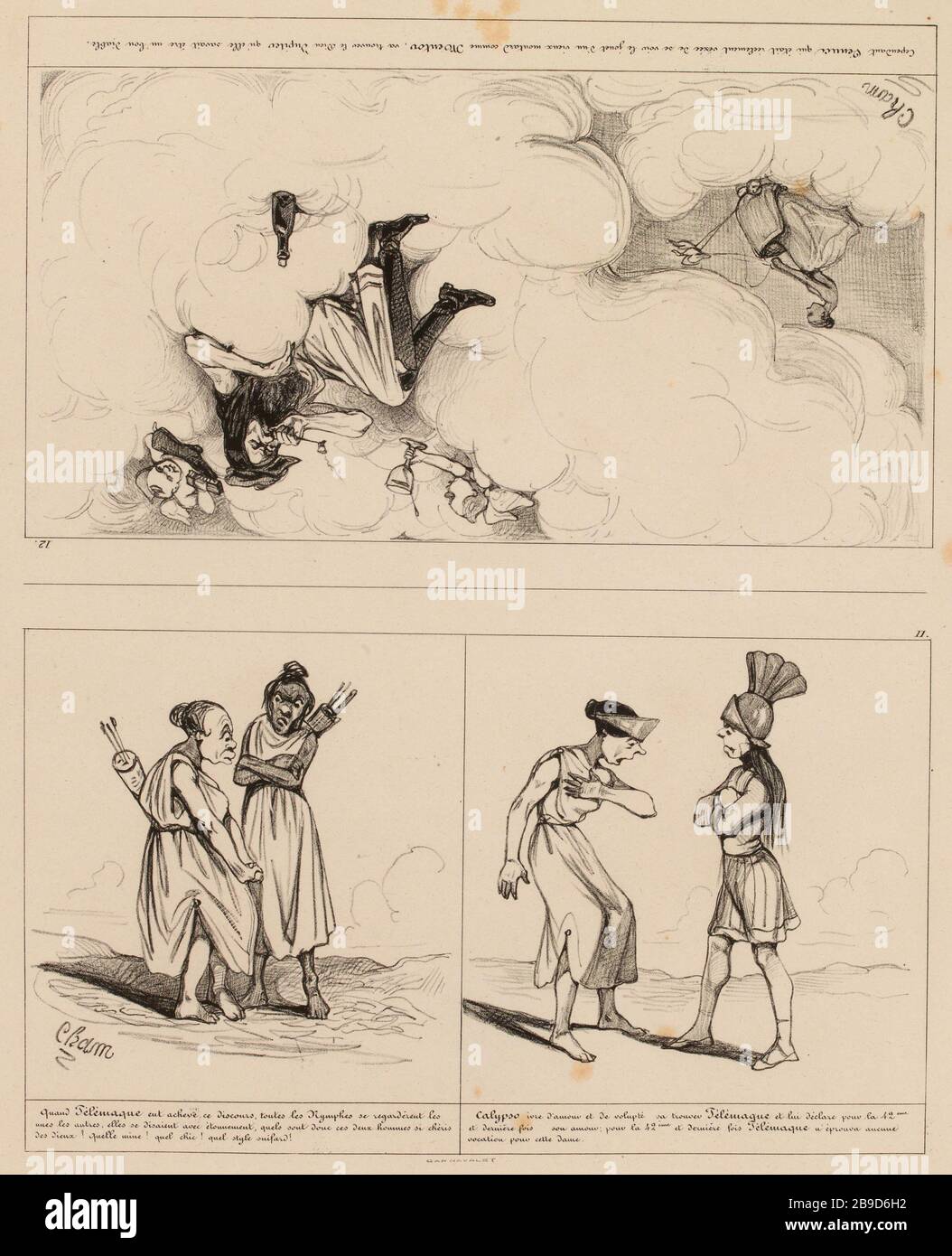 11.als Telemachus seine Rede beendet hatte, sahen alle Nymphen [...] / 12.Cependant Venus, die wirklich verärgert war [...] (Wie aufgeführt) Abenteuer des Telemachus, Sohn des Odysseus (unter "gemeinsam") Stockfoto
