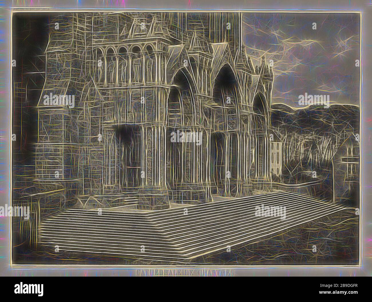 Cathédrale de Chartres. Portique du MIDI, Charles Nègre (Französisch, 1820-1880), negativ, Drucken April 1982, Heliogravure, 52,7 x 72,4 cm (20 3,4 x 28 1,2 Zoll, von Gibon neu erdacht, Design von warmem, fröhlichem Leuchten von Helligkeit und Lichtstrahlen. Klassische Kunst mit moderner Note neu erfunden. Fotografie, inspiriert vom Futurismus, die dynamische Energie moderner Technologie, Bewegung, Geschwindigkeit und Kultur revolutionieren. Stockfoto