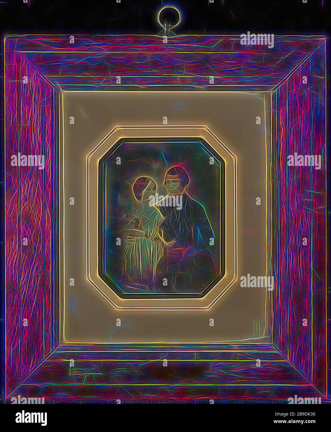 Porträt von Charlotte und Nicolas Loque, Nöel-Marie-Paymal Lerebours (französisch, von der französischen Seite, von der französischen Seite, von der Seite von Gibon, vom 12. November, von der Daguerreotype, neu vorgestellt, Entwurf eines warmfröhlichen Lichtes mit Helligkeit und Lichtstrahlen. Klassische Kunst mit moderner Note neu erfunden. Fotografie, inspiriert vom Futurismus, die dynamische Energie moderner Technologie, Bewegung, Geschwindigkeit und Kultur revolutionieren. Stockfoto