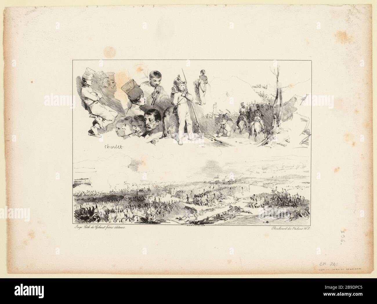 Blattskizze in zwei Teilen mit einem Battle Down (IFF 241) (Dummy-Titel) Stockfoto