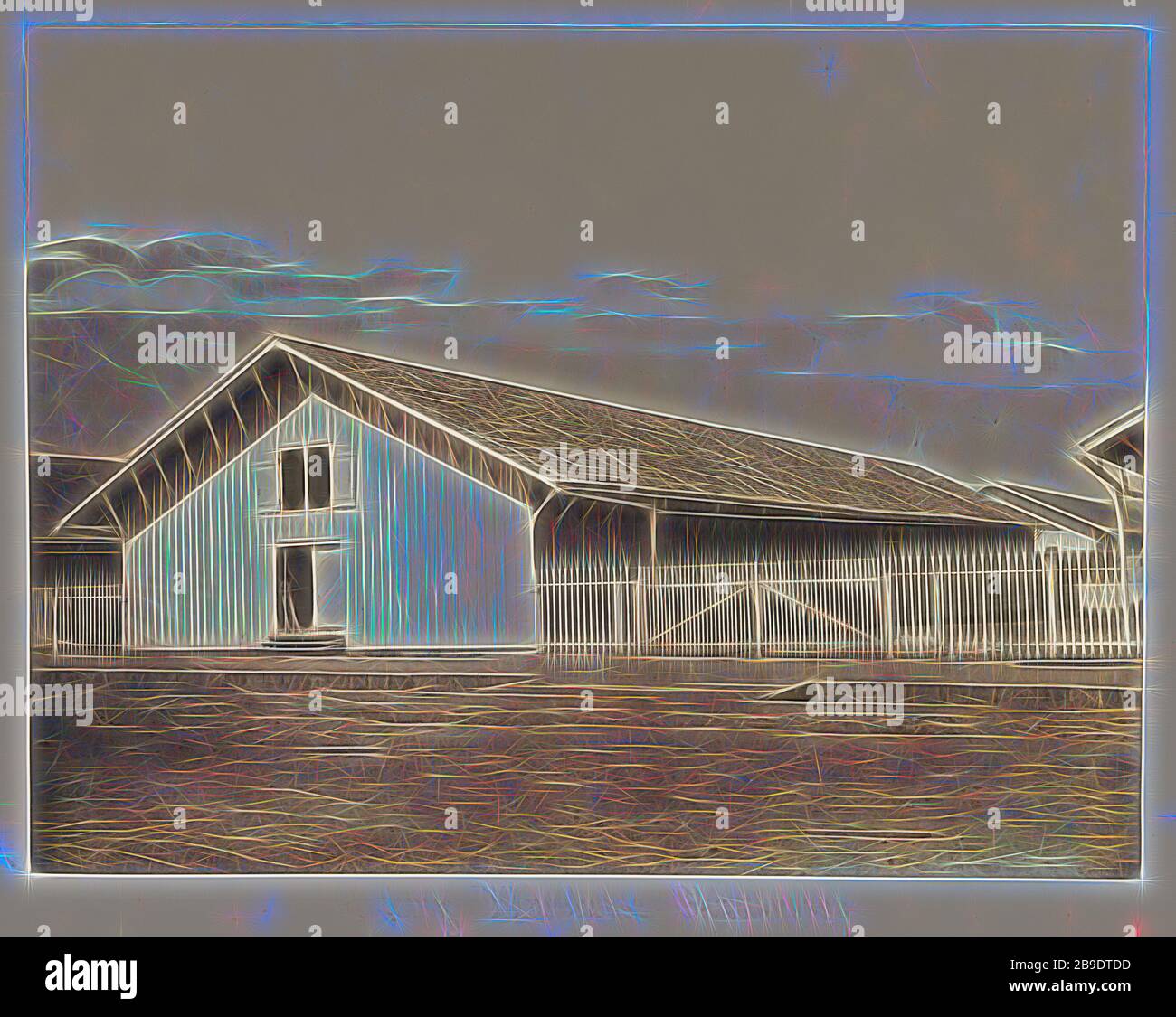 Coiling Warehouse Chattanooga, George N. Barnard (Amerikaner, 18-1902), negativ ca. 1864, Druck 1865, silberner Albumen-Druck, von Gibon neu vorgestellt, Design von warmem, fröhlichem Leuchten von Helligkeit und Lichtstrahlen. Klassische Kunst mit moderner Note neu erfunden. Fotografie, inspiriert vom Futurismus, die dynamische Energie moderner Technologie, Bewegung, Geschwindigkeit und Kultur revolutionieren. Stockfoto
