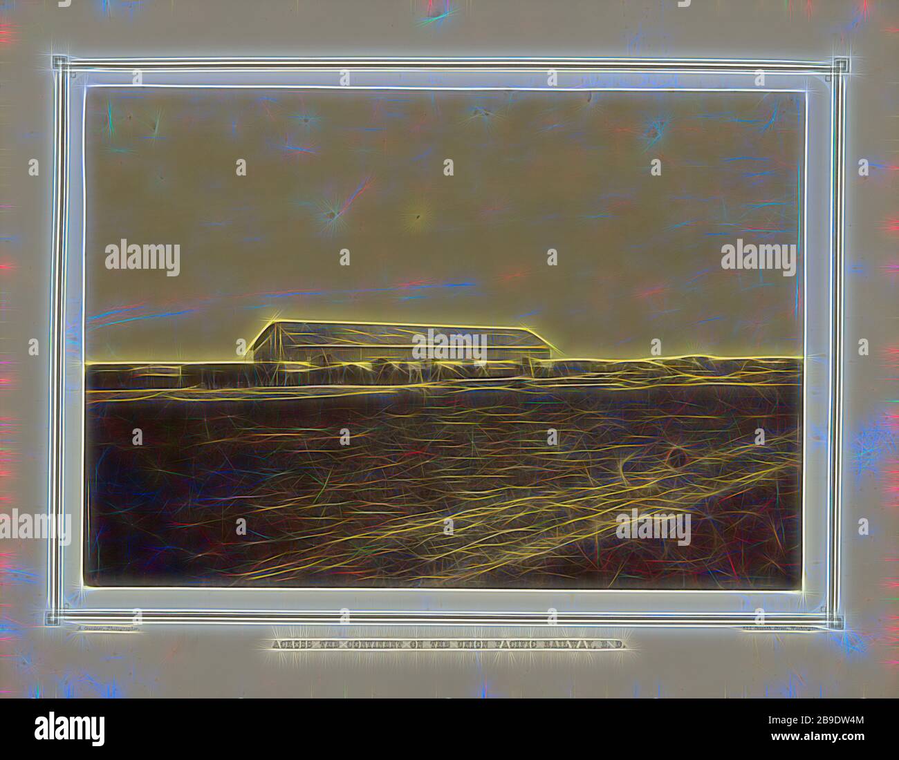 Warehouse, Fort Harker, Kansas, Alexander Gardner (American, Born Scotland, 181-1882), von Gibon neu erstelltes silberfarbenes Drucken aus Alben, das ein warmes, fröhliches Leuchten von Helligkeit und Lichtstrahlen ausstrahlt. Klassische Kunst mit moderner Note neu erfunden. Fotografie, inspiriert vom Futurismus, die dynamische Energie moderner Technologie, Bewegung, Geschwindigkeit und Kultur revolutionieren. Stockfoto