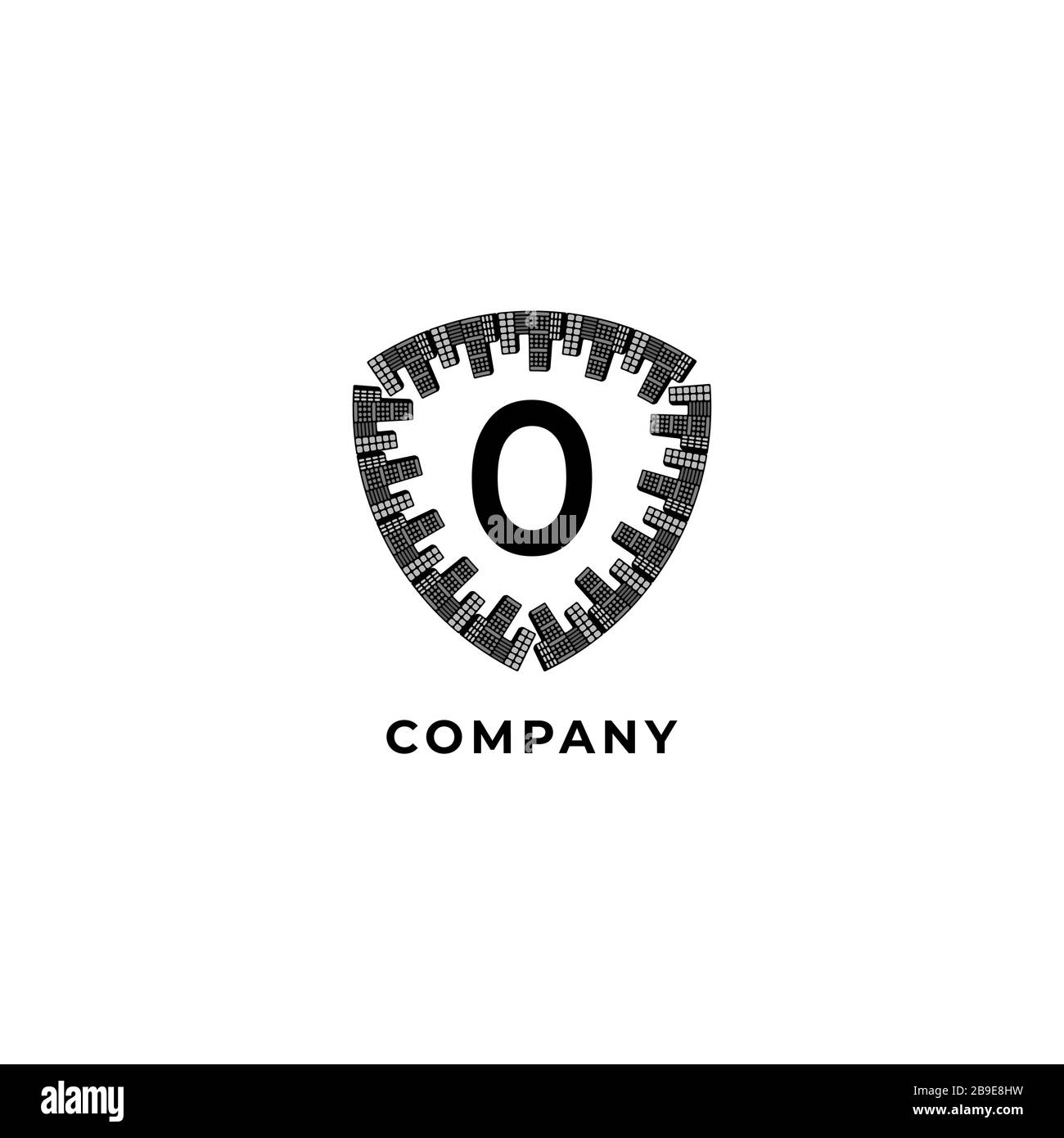 Buchstabe O Alphabet Logo Design Template isoliert auf weißem Hintergrund. Abbildung des Ortsschilds. Versicherung, Sicherheit, Schutz Logo Konzept. Stock Vektor