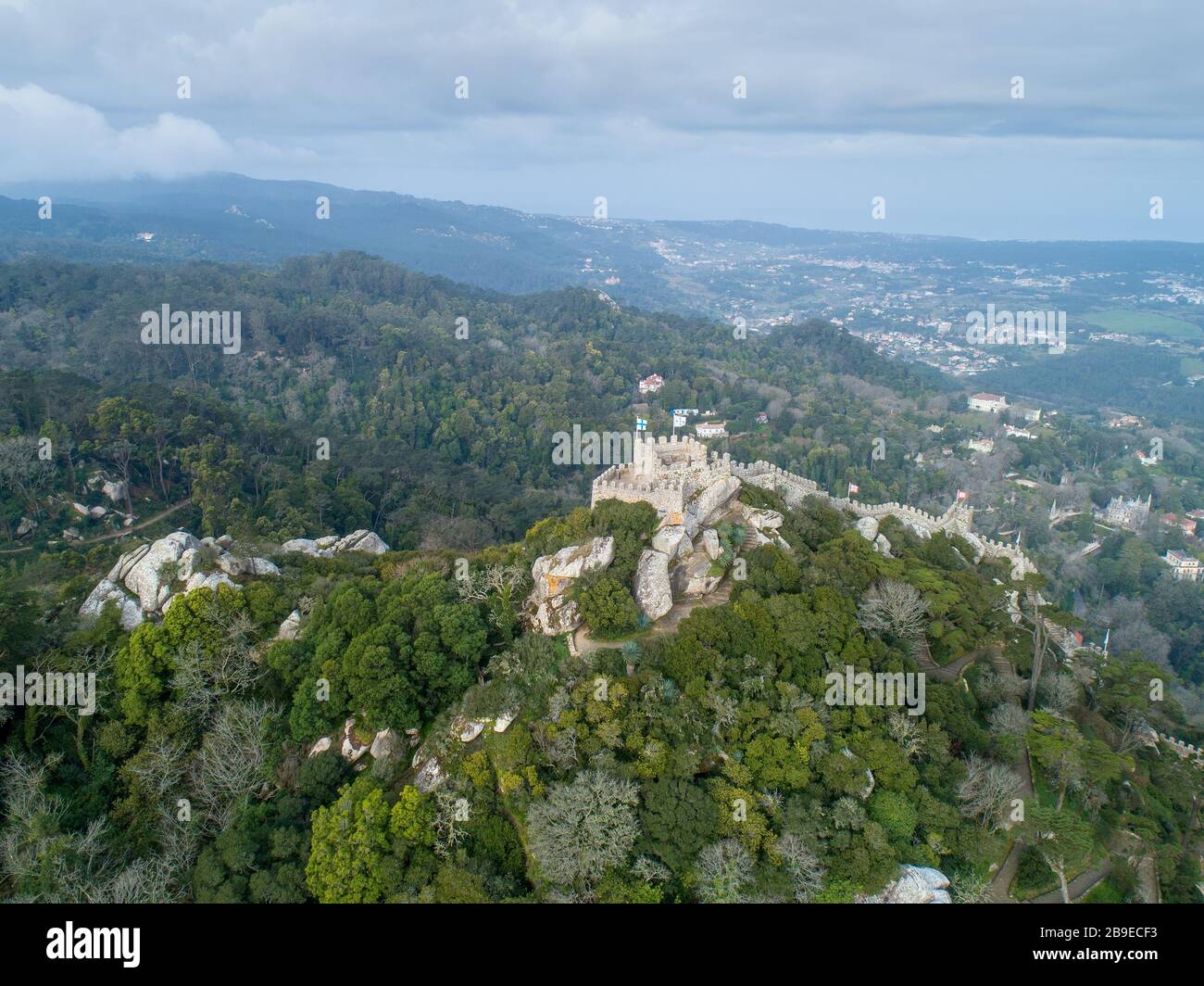 Maurische Burg in Sintra Portugal Stockfoto