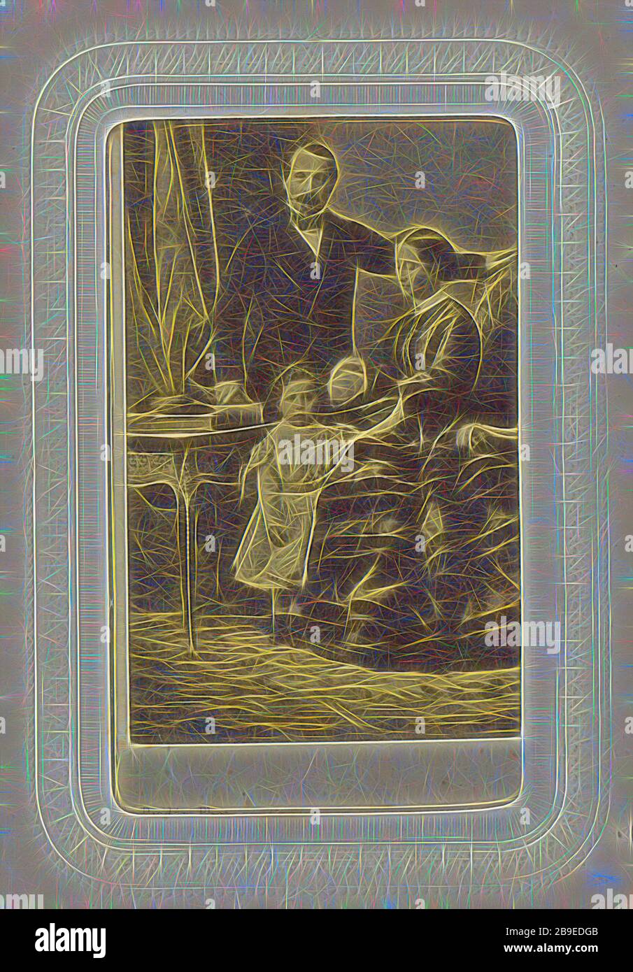 La famille imperiale Napoleon III., Empress Eugenie & Eugene Louis Jean Joseph Bonaparte, André Adolphe-Eugène Disdéri (Französisch, 18-1889), ca. um das Jahr 1862, Albumen Silberdruck, von Gibon neu vorgestellt, Design von warmem fröhlichem Leuchten von Helligkeit und Lichtstrahlen. Klassische Kunst mit moderner Note neu erfunden. Fotografie, inspiriert vom Futurismus, die dynamische Energie moderner Technologie, Bewegung, Geschwindigkeit und Kultur revolutionieren. Stockfoto