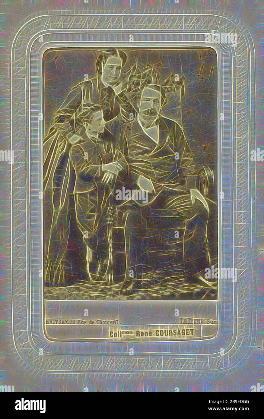 Famille Imperiale Napoleon III., Empress Eugenie & Eugene Louis Jean Joseph Bonaparte, Sergei Luvovich Levitsky (Russisch, 18-1898, aktiv Paris, Frankreich), ca. um das Jahr 1862, Albumen Silberdruck, von Gibon neu vorgestellt, Design von warmem fröhlichem Leuchten von Helligkeit und Lichtstrahlen. Klassische Kunst mit moderner Note neu erfunden. Fotografie, inspiriert vom Futurismus, die dynamische Energie moderner Technologie, Bewegung, Geschwindigkeit und Kultur revolutionieren. Stockfoto