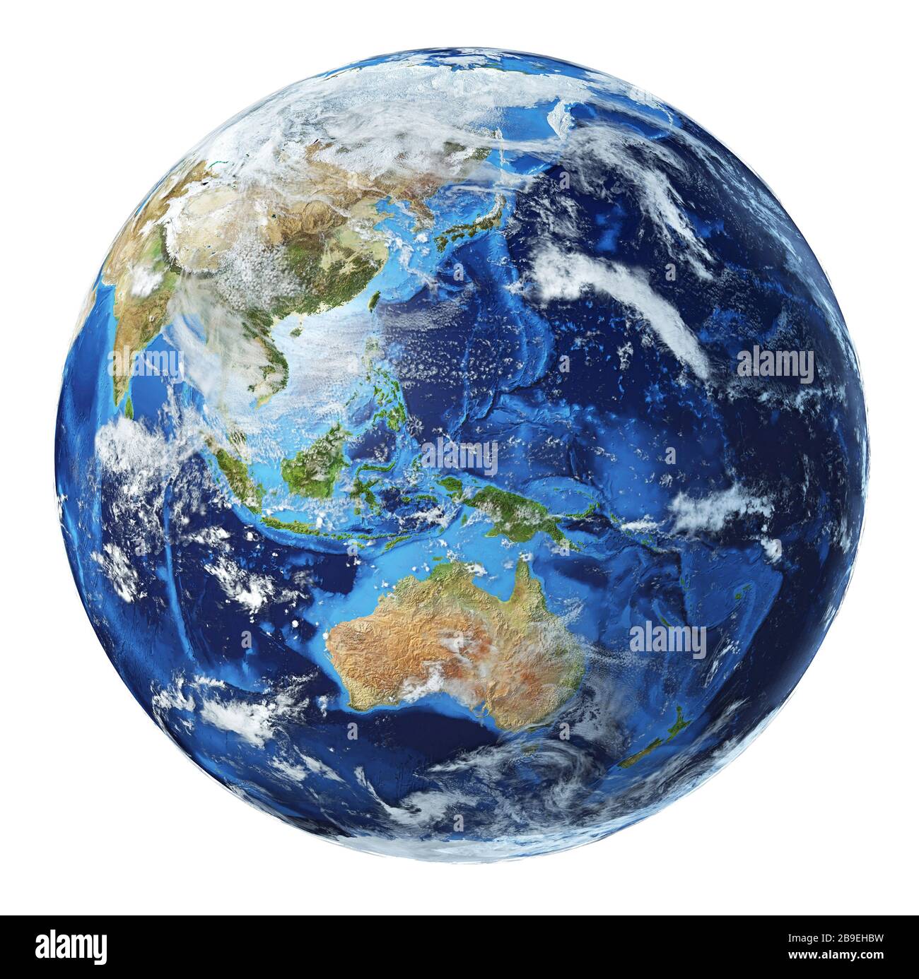 3D-Darstellung des Planeten Erde, zentriert auf Ozeanien. Stockfoto