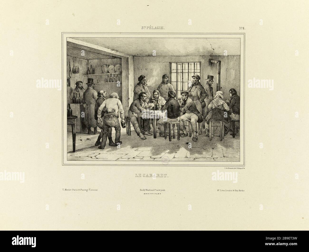 Gefängnis Sainte-Pélagie, Kabarett Jean-Victor Adam, dit Victor Adam (1801-1866). Gefängnis Sainte-Pélagie, le Cabaret. Lithographie. Paris, musée Carnavalet. Stockfoto