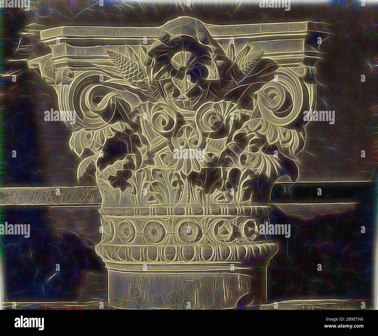 Chapiteau des colonnes du Grand Foyer, Louis-Émile Durandelle (Französisch, 1830-1917), Paris, Frankreich, ca. 1875, silberner Albumen-Druck, von Gibon neu vorgestellt, Design von warmem, fröhlichem Leuchten von Helligkeit und Lichtstrahlen. Klassische Kunst mit moderner Note neu erfunden. Fotografie, inspiriert vom Futurismus, die dynamische Energie moderner Technologie, Bewegung, Geschwindigkeit und Kultur revolutionieren. Stockfoto