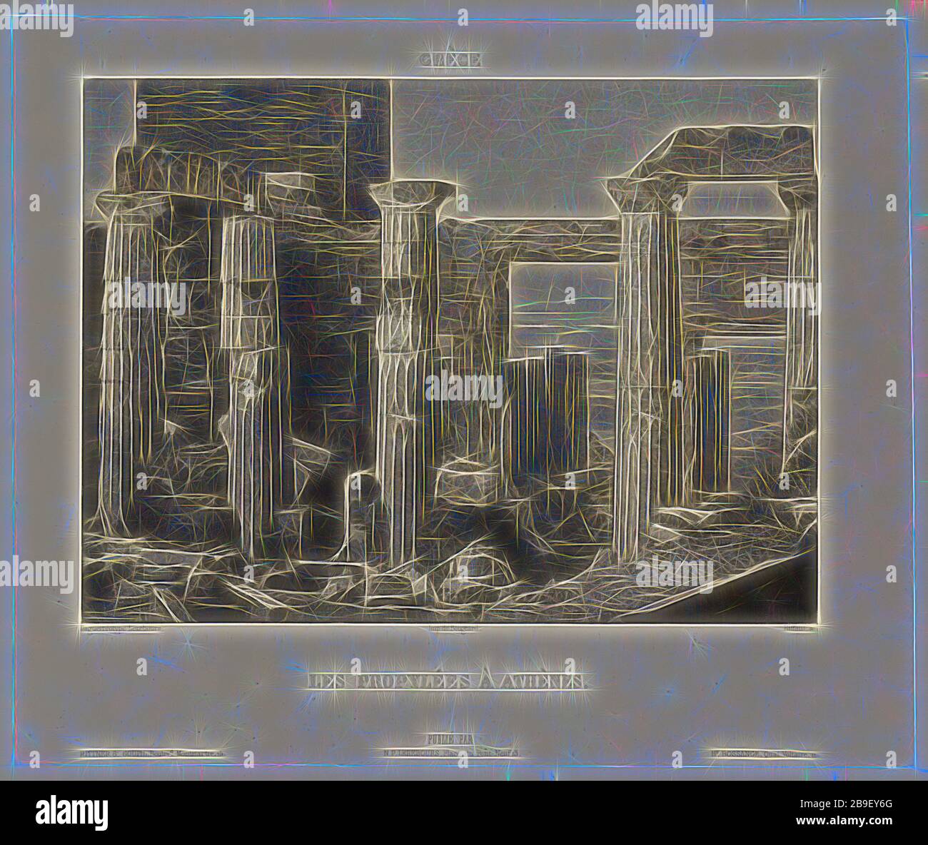 Grece. Les Propylées à Athènes, Nöel-Marie-Paymal Lerebours (Französisch, 1808-1873), Paris, Frankreich, Daguerreotyp (184), Druck, Aquatint, 15,4 x 20,8 cm (6 1,16 x 8 3,16 Zoll, von Gibon neu vorgestellt, Design von warmem, fröhlichem Glanz von Helligkeit und Lichtstrahlen. Klassische Kunst mit moderner Note neu erfunden. Fotografie, inspiriert vom Futurismus, die dynamische Energie moderner Technologie, Bewegung, Geschwindigkeit und Kultur revolutionieren. Stockfoto