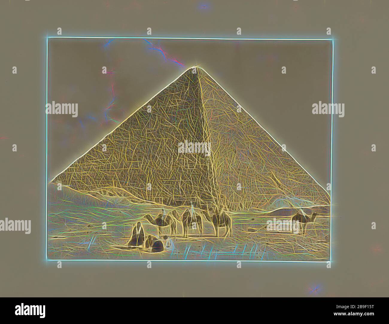 Grande pyramide de de Chéops, Félix Bonfils (französisch, zwischen 30-1885), 1870er Jahre, silberner Albumen-Druck, von Gibon neu vorgestellt, Design von warmem, fröhlichem Leuchten von Helligkeit und Lichtstrahlen. Klassische Kunst mit moderner Note neu erfunden. Fotografie, inspiriert vom Futurismus, die dynamische Energie moderner Technologie, Bewegung, Geschwindigkeit und Kultur revolutionieren. Stockfoto