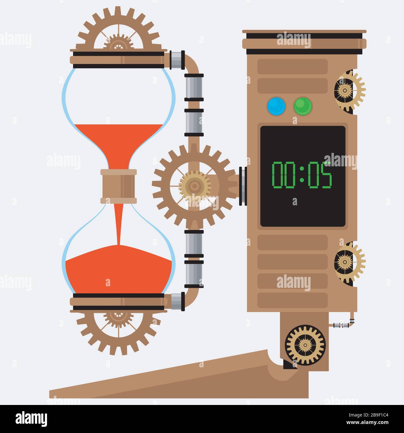 Sanduhr im Steampunk-Stil. Vektorgrafiken zu einem modischen Steampunk-Thema. Stock Vektor