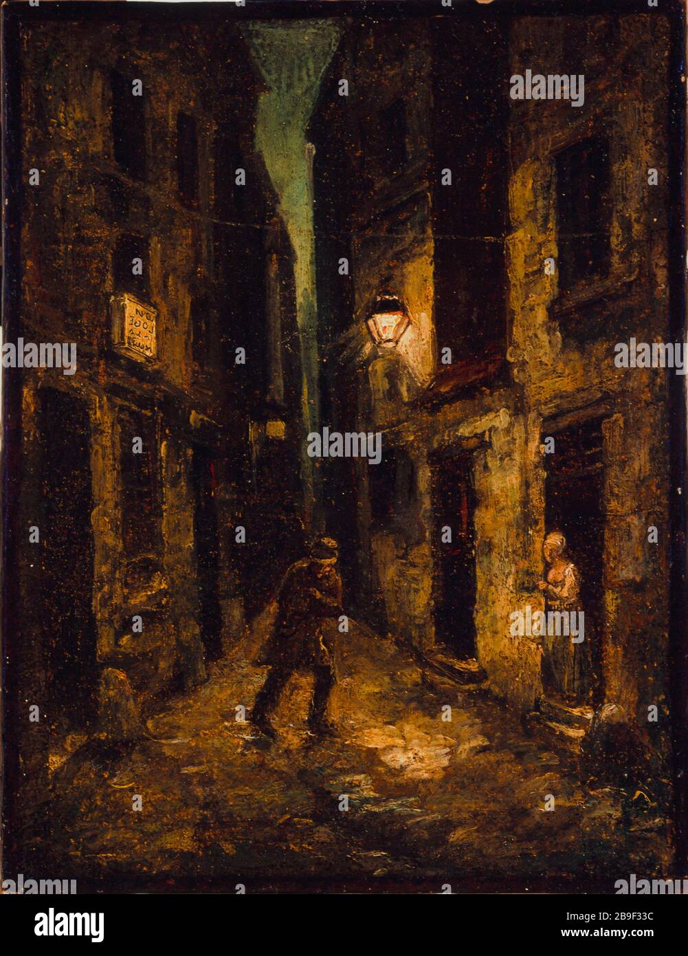 Rue du Petit Muse. Bezirk. Urbane Landschaft. Charles Raymond Chabrillac. La Rue du Petit-Musc. Paris (4ème arr.). Paysage urbain. Huile sur toile. Im Jahre 182. Paris, musée Carnavalet. Stockfoto