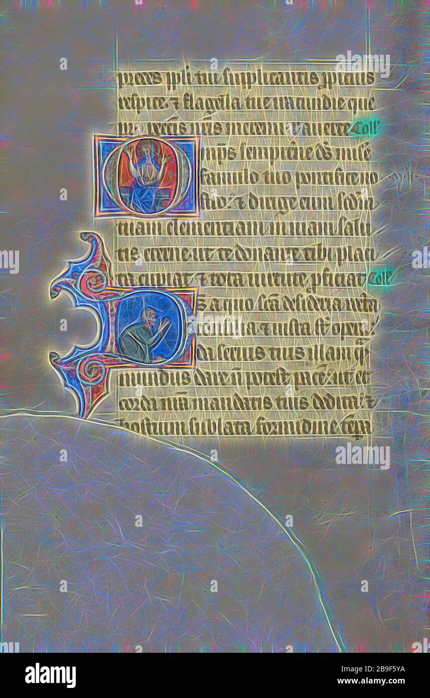 Initial O: Christus thront mit erhobenen Händen, Initial D: Ein Mann der Semi-Prostrate im Gebet, Meister der Bute (französisch-flämisch, aktiv ca. 1260 - 1290), Paris (geschrieben), Frankreich, Beleuchtung ca. 1270 - 1280, ca. 135 - 1375, Temperafarben, Gold und Eisengallfarbe auf Pergament, Blatt: 17 x 11,9 cm (6 11,16 x 4 11,16 Zoll, von Gibon neu vorgestellt, Design von warmem, fröhlichem Leuchten von Helligkeit und Lichtstrahlen. Klassische Kunst mit moderner Note neu erfunden. Fotografie, inspiriert vom Futurismus, die dynamische Energie moderner Technologie, Bewegung, Geschwindigkeit und Kultur revolutionieren. Stockfoto Initial O: Christus thront mit erhobenen Händen, Initial D: Ein Mann der Semi-Prostrate im Gebet, Meister der Bute (französisch-flämisch, aktiv ca. 1260 - 1290), Paris (geschrieben), Frankreich, Beleuchtung ca. 1270 - 1280, ca. 135 - 1375, Temperafarben, Gold und Eisengallfarbe auf Pergament, Blatt: 17 x 11,9 cm (6 11,16 x 4 11,16 Zoll, von Gibon neu vorgestellt, Design von warmem, fröhlichem Leuchten von Helligkeit und Lichtstrahlen. Klassische Kunst mit moderner Note neu erfunden. Fotografie, inspiriert vom Futurismus, die dynamische Energie moderner Technologie, Bewegung, Geschwindigkeit und Kultur revolutionieren. Stockfoto