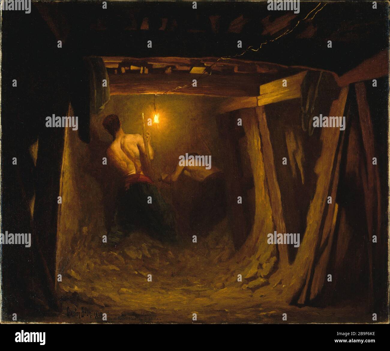 DIE ARBEIT DER LINIE 1 DER METROPOLE, GRABEN AN DER PLACE DE L'ETOILE Gaston Brun (1873-mort durant la Première guerre mondiale). Les travaux de la ligne 1 du métropolitain, tranchée de la Place de l'Etoile, 1901'. Huile sur toile. Paris, musée Carnavalet. Stockfoto