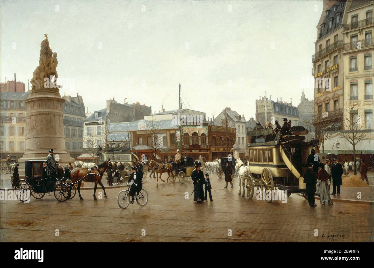 Place Clichy im Jahr 1896 Edmond Grandjean (1844-1909). 'La Place Clichy en 1896'. Huile sur toile. Paris, musée Carnavalet. Stockfoto