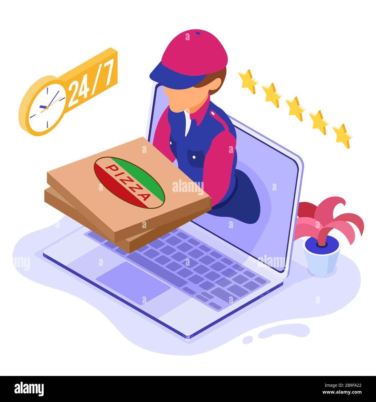 Online-Service für die Lieferung von Lebensmittelpaketen Stock Vektor