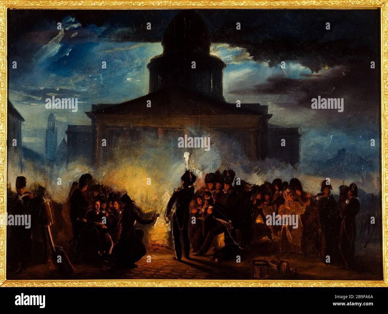 Biwak Pantheon in der Nacht vom 22. Auf den 23. Dezember 1830 Denis-Auguste-Marie Raffet (1804-1860). "Bivouac Place du Panthéon dans la nuit du 22 au 23 décembre 1830". Huile sur toile. Paris, musée Carnavalet. Stockfoto
