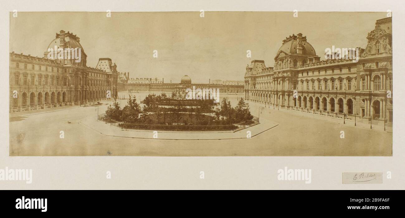 DER LOUVRE La cour du Louvre, 1855-1858. Paris (Ier arr.). Photographie de Edouard Denis Baldus (1813-1889). Paris, musée Carnavalet. Stockfoto