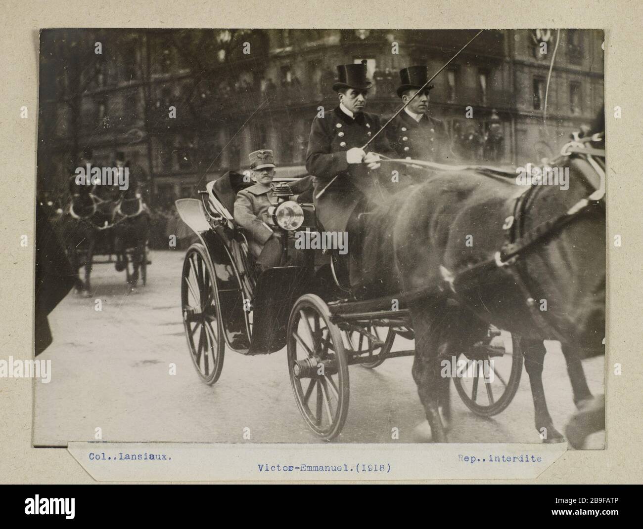 Victor-Emmanuel. (1918) Guerre 1914-1918. "Victor-Emmanuel." Le roi d'Italie Victor-Emmanuel III (Vittorio Emmanuele III) en décembre 1918, lors de sa venue à Paris. Photographie de Charles Lansiaux (1855-1939). Paris, musée Carnavalet. Stockfoto