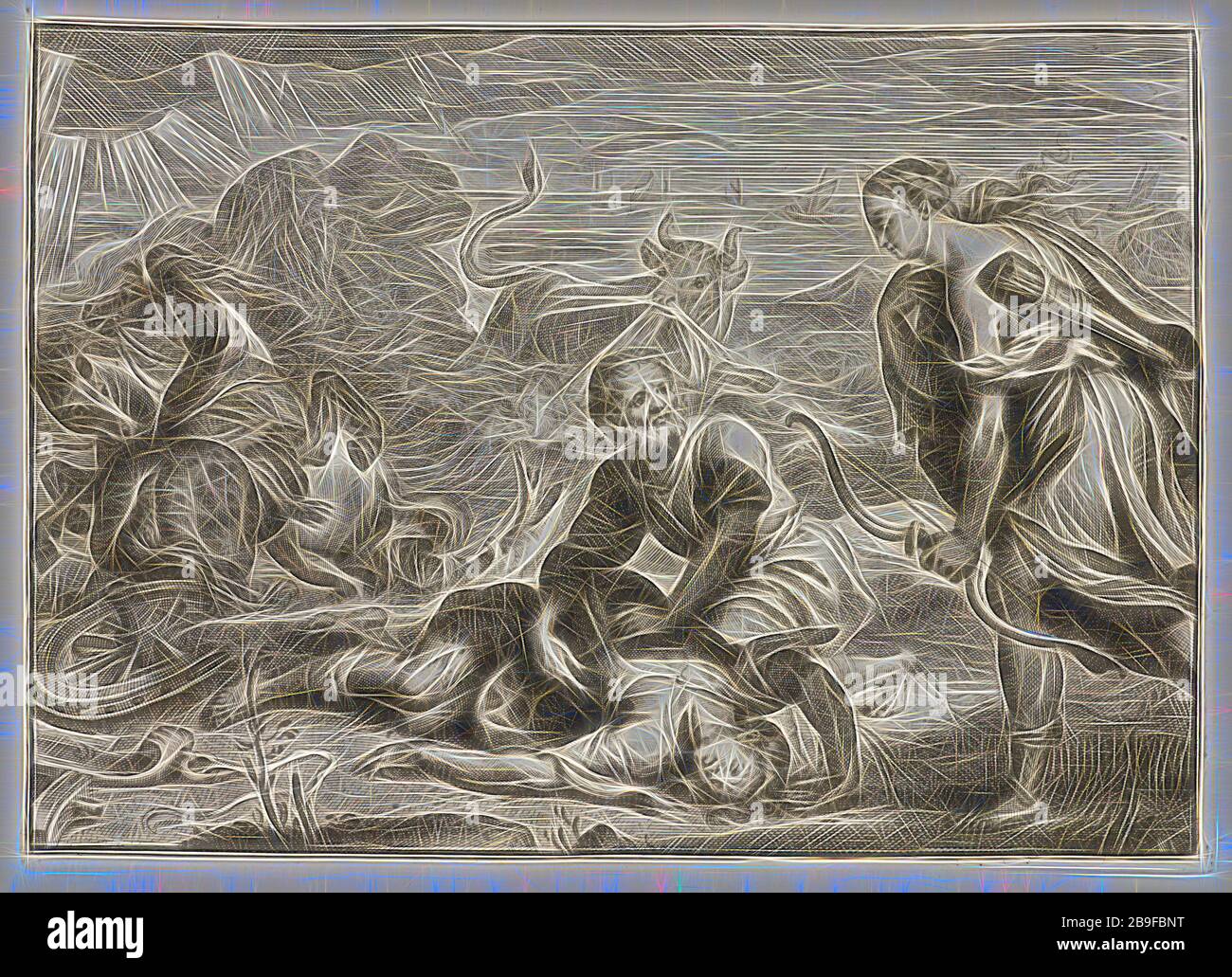 The Gods of Healing and Chastity Then Dead Hippolytos, Les Métamorphoses d'Ovide: En latin, traduites en françois, avec des remarques, et des Exposations historiques, Ovid, 43 B.C.-17 oder 18 A.D., Picart, Bernard, 1673-1733, Gravur, 1732, dieses Bild ist eine Detailansicht der Platte auf S. 493, S. 493. Es handelt sich nicht um eine Gesamtansicht von S. 493, die von Gibon neu vorgestellt wurde, Design eines warmfröhlichen Lichts von Helligkeit und Lichtstrahlen. Klassische Kunst mit moderner Note neu erfunden. Fotografie, inspiriert vom Futurismus, die dynamische Energie moderner Technologie, Bewegung, Geschwindigkeit und Kultur revolutionieren. Stockfoto