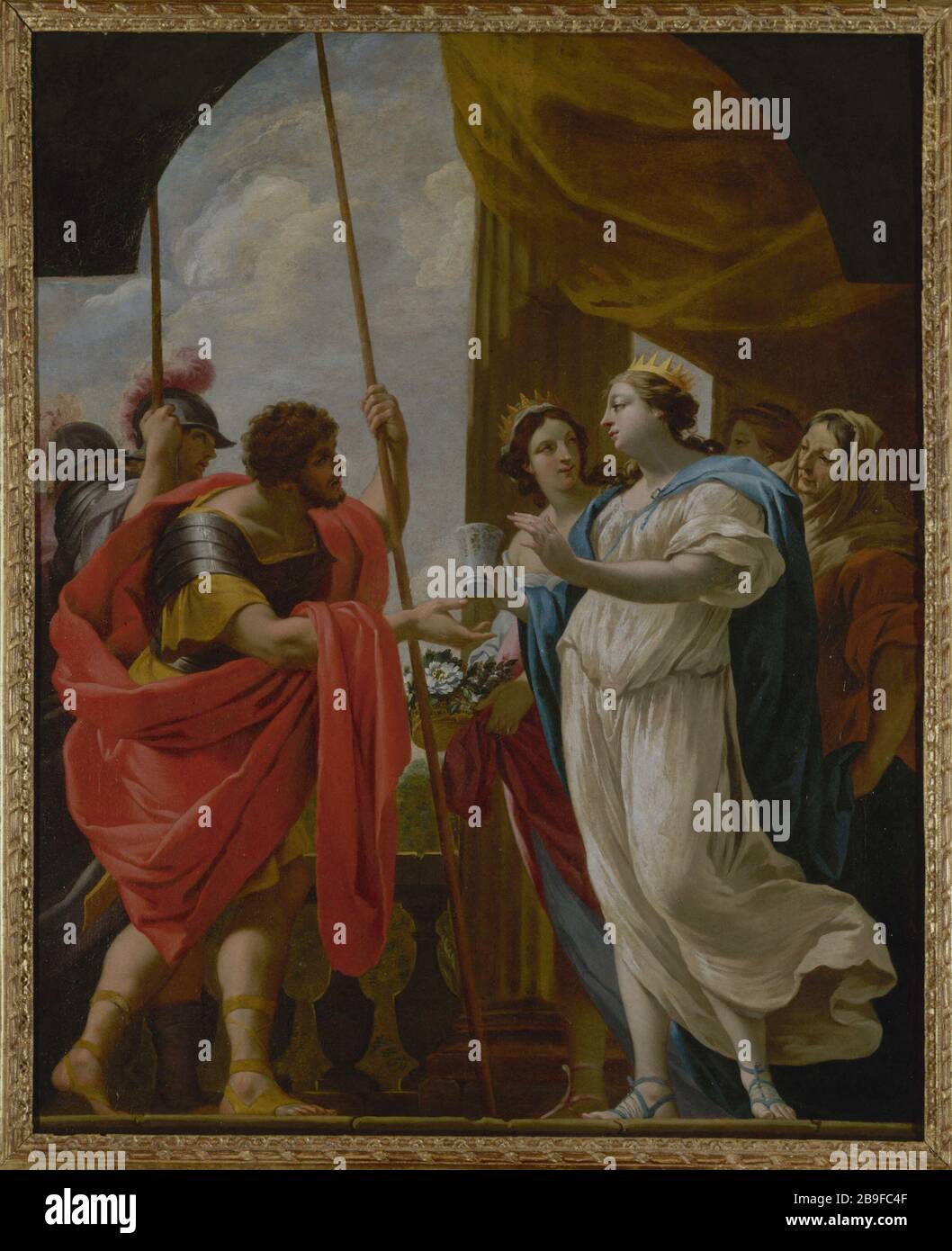 SIMON VOUET - HELENES Atelier de Simon Vouet (1590-1649). Hélène offrant à Ménélas la potion de la reine Polydamme. Paris, musée Carnavalet. Stockfoto