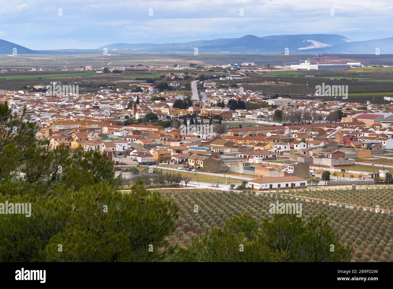 Blick auf die Stadt Humiladero, Region Antequera, Málaga. Spanien Stockfoto