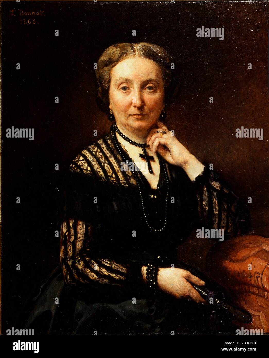 Porträt der Frau Léon-Joseph Bonnat (1833-1922). Portrait de femme. Huile sur toile. Im Jahre 1868. Paris, musée Carnavalet. Stockfoto