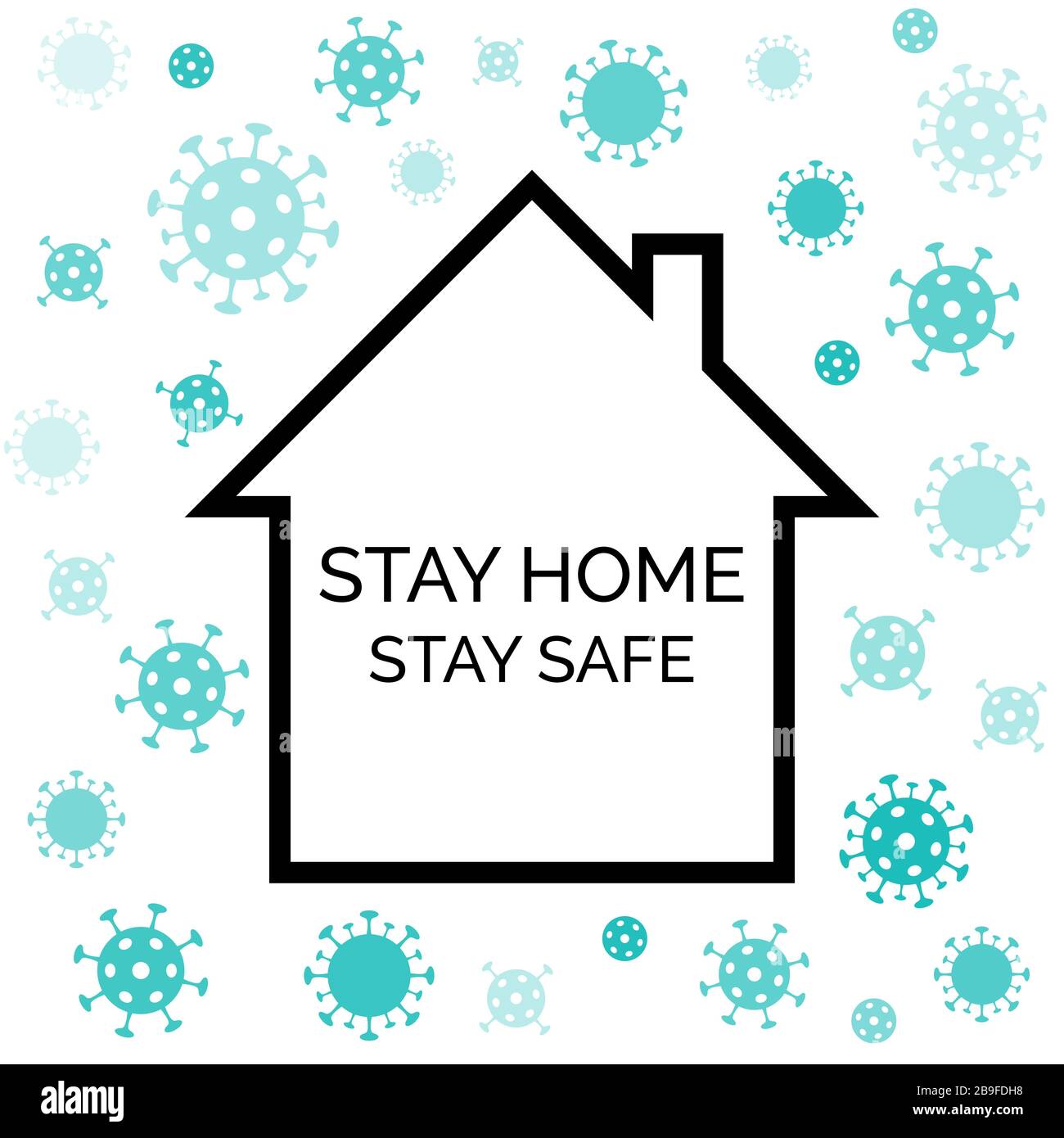 Bleiben Sie zu Hause, und bleiben Sie sicher. Coronavirus Quarantäne-Banner. Vektor-Vorzeichen für die Kovid-19-Prävention Stock Vektor
