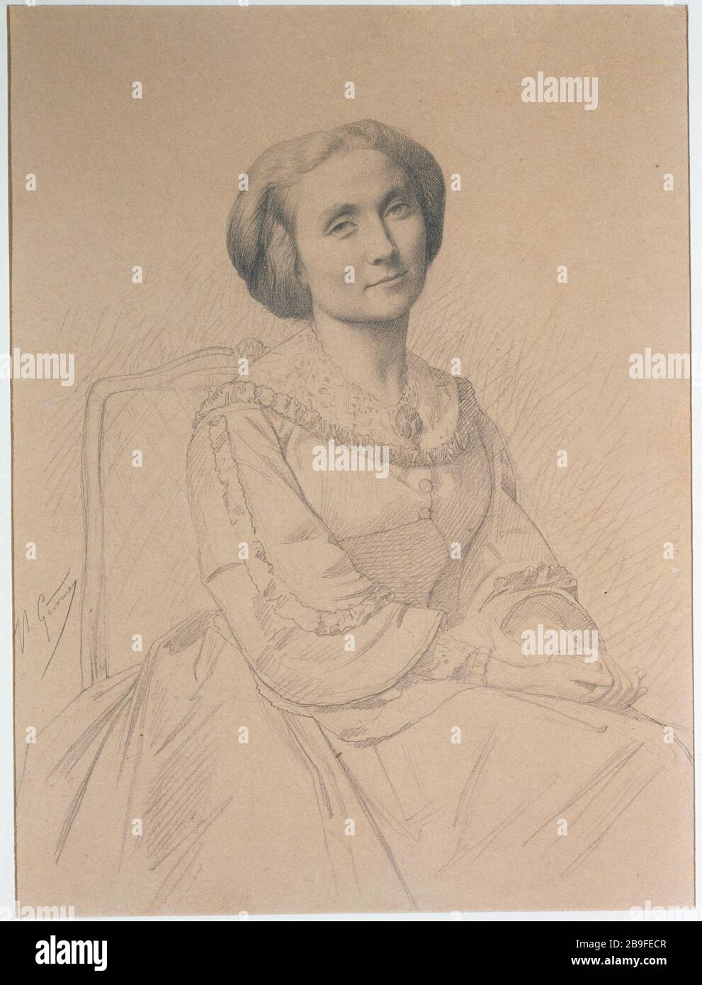 Porträt von Maria Deraismes (1828-1894), Feministin Jean-Léon Gérôme (1824-1904/05). Portrait de Maria Deraisme (1828-1894), féministe. Mine de plomb, 1855-1865. Paris, musée Carnavalet. Stockfoto