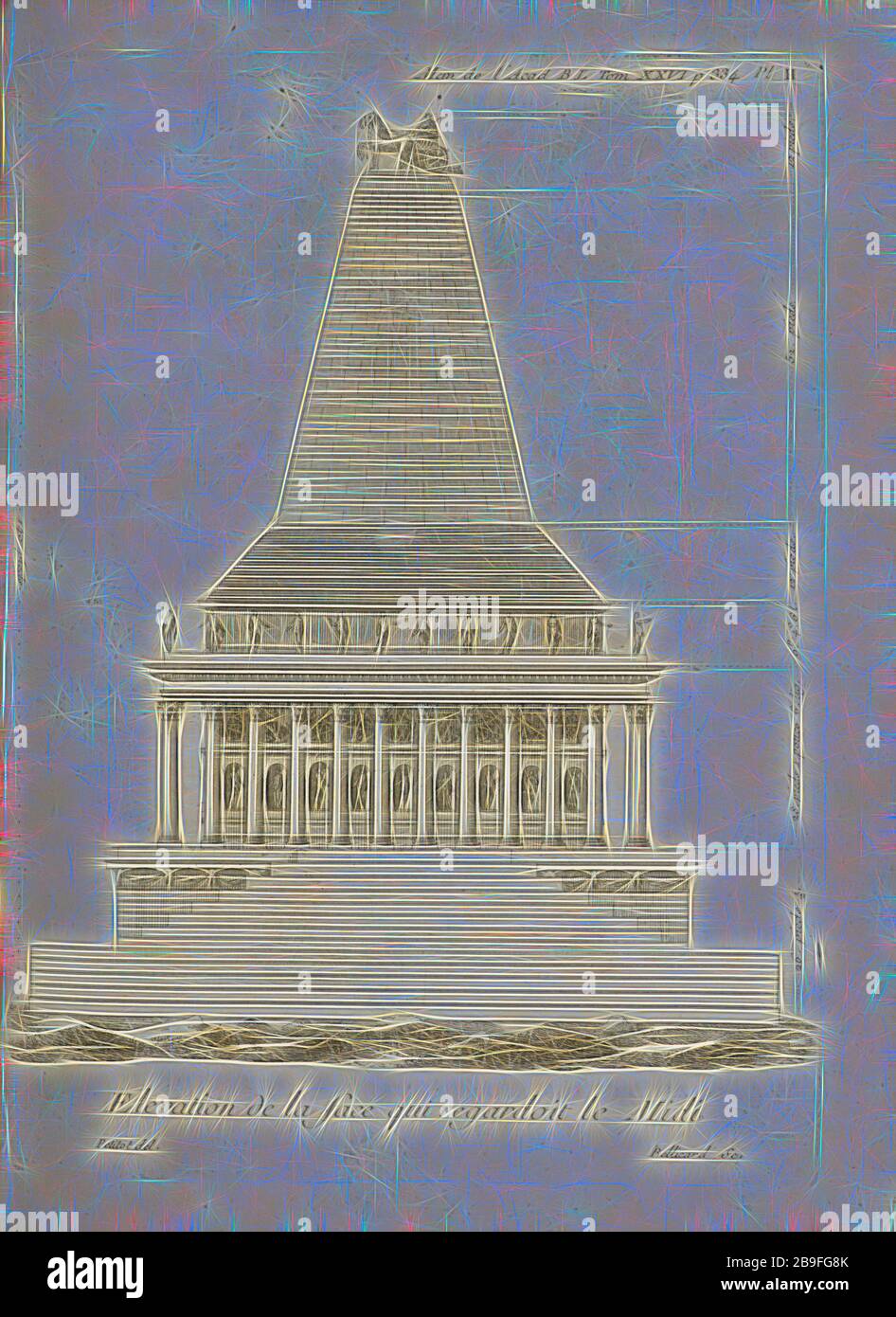 Elevation de la Face qui regardoit le MIDI, Bellicard, Jérôme Charles, 1726-1786, Petitot, E. A. (Edmond Alexandre), 1727-1801, Gravur, 1752/1754, von Gibon neu erdacht, Design von warmem, fröhlichem Leuchten von Helligkeit und Lichtstrahlen. Klassische Kunst mit moderner Note neu erfunden. Fotografie, inspiriert vom Futurismus, die dynamische Energie moderner Technologie, Bewegung, Geschwindigkeit und Kultur revolutionieren. Stockfoto