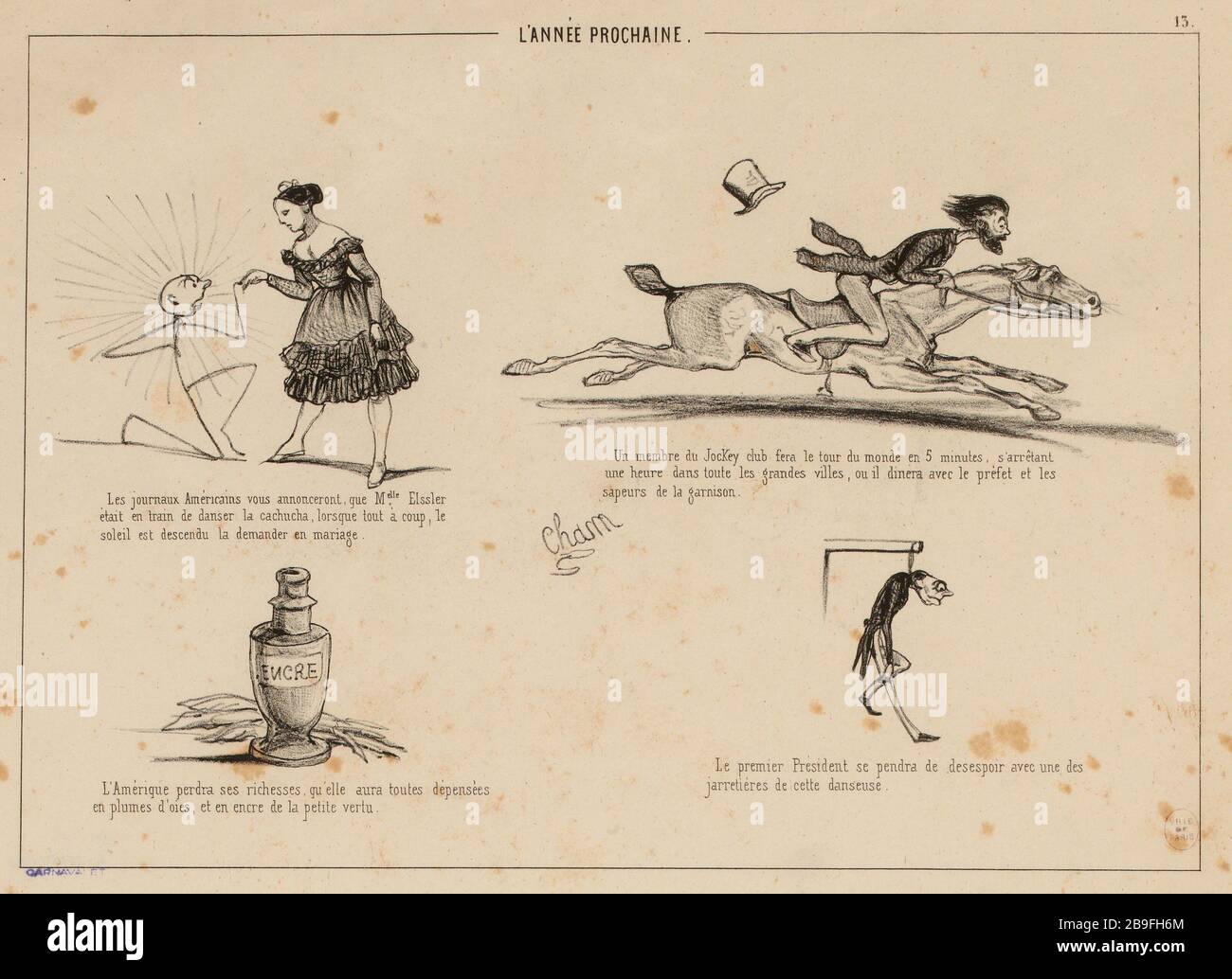 Amerikanische Zeitungen [...]. / EIN Mitglied des Jockey Clubs [...]. / Amerika verliert [...]. / der erste präsident [...]. / 13 (eingetragener Titel). Nächstes Jahr (als Ganzes). Stockfoto