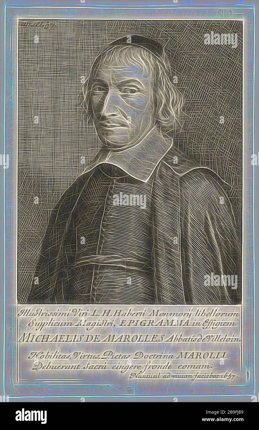 Michel de Marolles, Abbé de Villeloin, Nanteuil, Robert, 1623-1678, 1657, von Gibon neu vorgestellt, Design von warmem, fröhlichem Leuchten von Helligkeit und Lichtstrahlen. Klassische Kunst mit moderner Note neu erfunden. Fotografie, inspiriert vom Futurismus, die dynamische Energie moderner Technologie, Bewegung, Geschwindigkeit und Kultur revolutionieren. Stockfoto