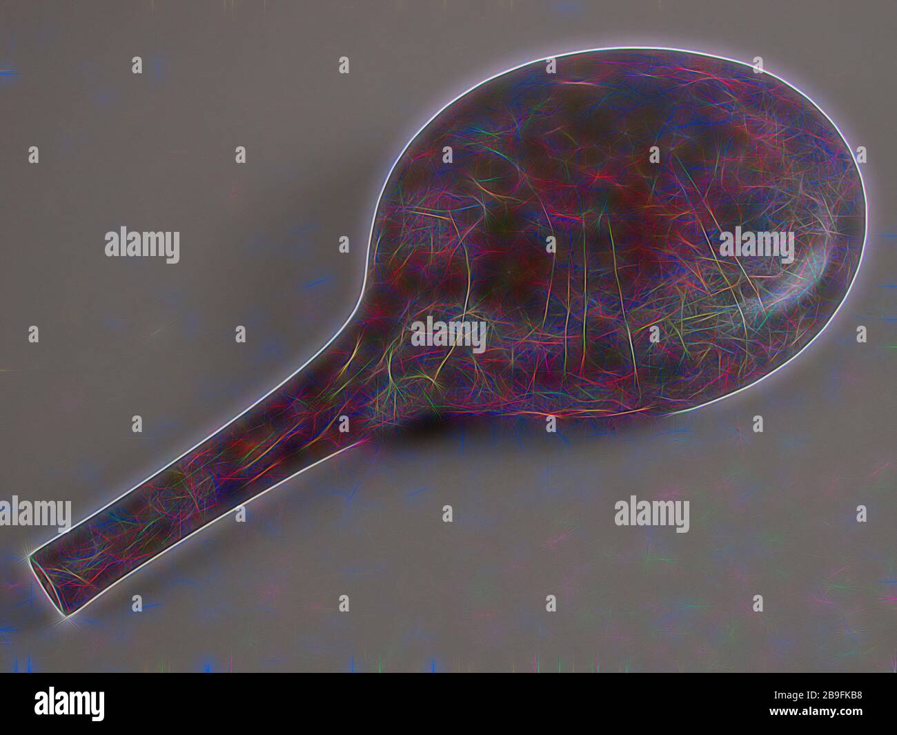 Flache, ovale, flache Flasche aus grünem Glas, spafles, Flaschenhalter Boden finden Glas, geblasen und geformte Flache Flasche in klaren Braunes Glas. Körper oval mit pontilemark Lange dünne runden Ausschnitt am Ende dicke robuste Glas Archäologie Verpackung Transport store abgeflacht Stockfoto