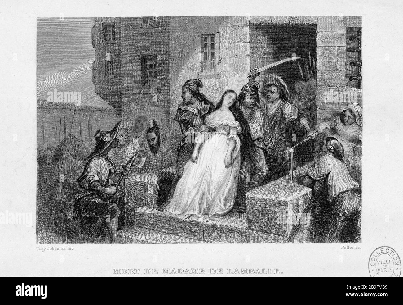 Madame de Lamballe TOD 'Mort de Madame de Lamballe'. Estampe de Victor Florence Pollet und Tony Johannot. Paris, musée Carnavalet. Stockfoto