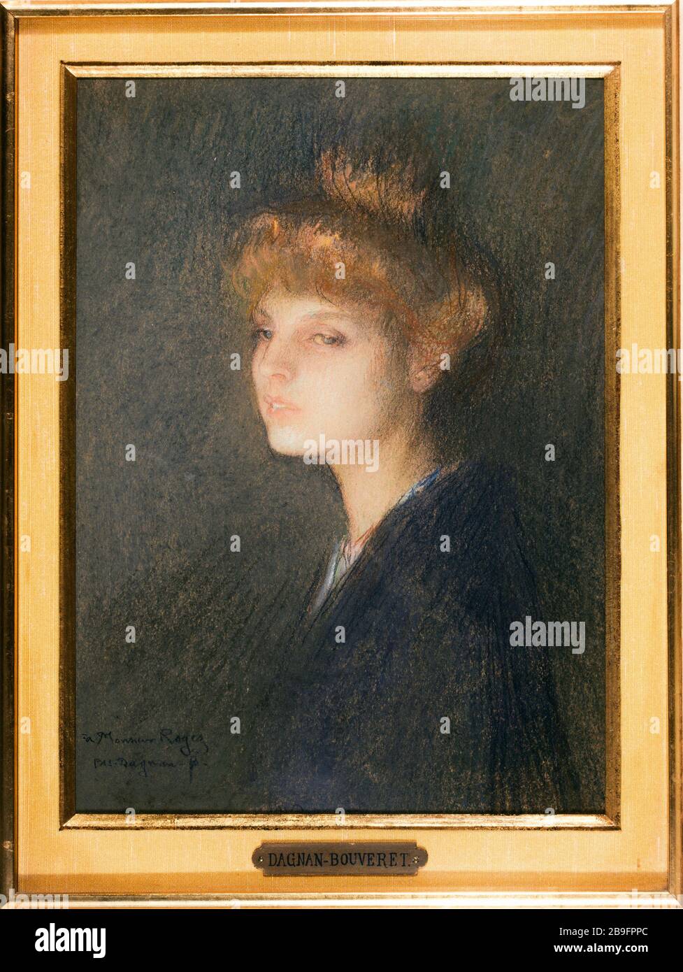 Porträt der Frau Pascal Adolphe Jean Dagnan-Bouveret (1852-1929). Portrait de femme. Pastell, Fusain et Mine de plomb, 1895-1905. Paris, musée Carnavalet. Stockfoto