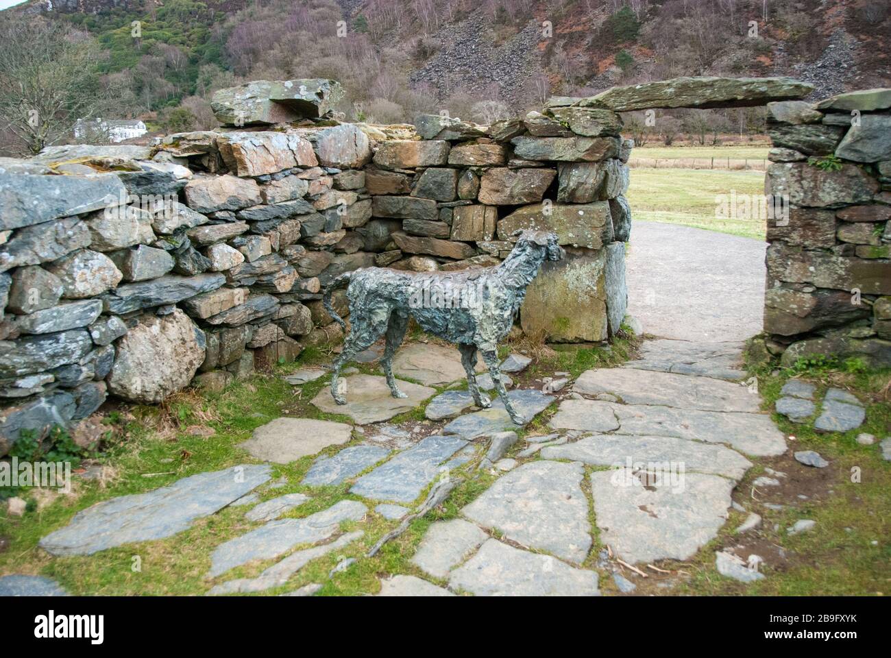 Bedgelat, Legende eines treuen Hunds in Nordwales Stockfoto