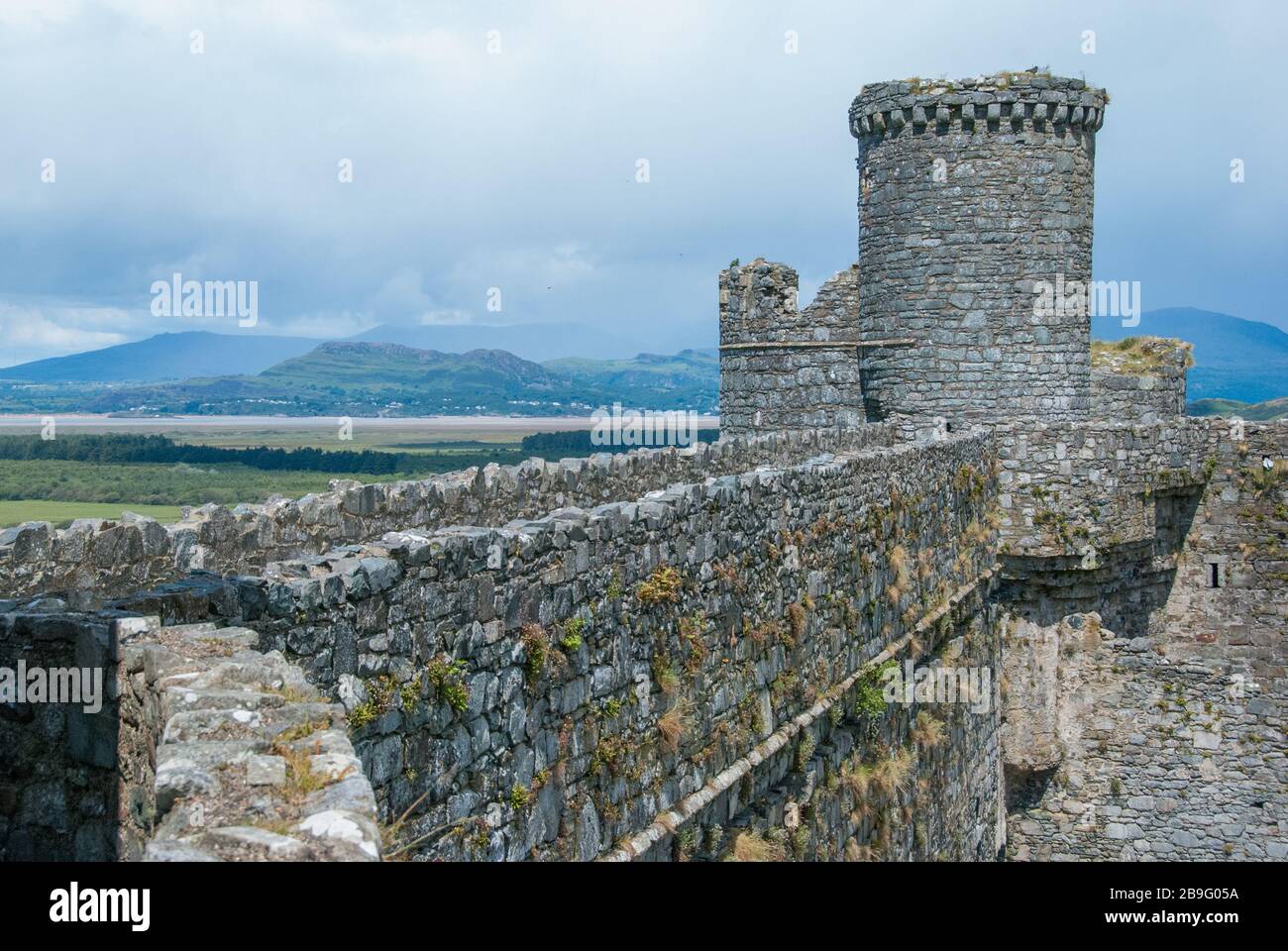 Atemberaubender Blick auf Harlech Castle in Nordwales Stockfoto